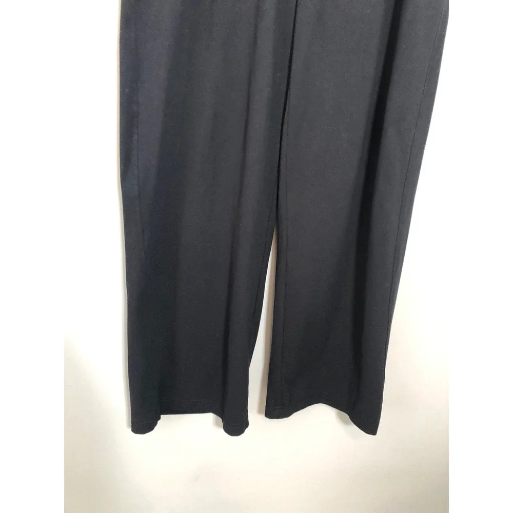 Yogalicious Lux Avenue Wide Leg Pant Women Large Black Elastic Waist Pockets